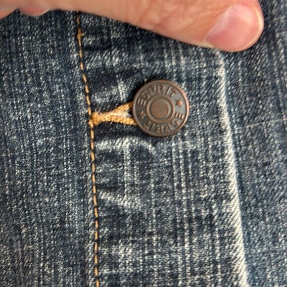 Vintage 90’s women teens Esprit Blue Pencil Skirt Knee-Length button down sz 11 - Picture 5 of 9